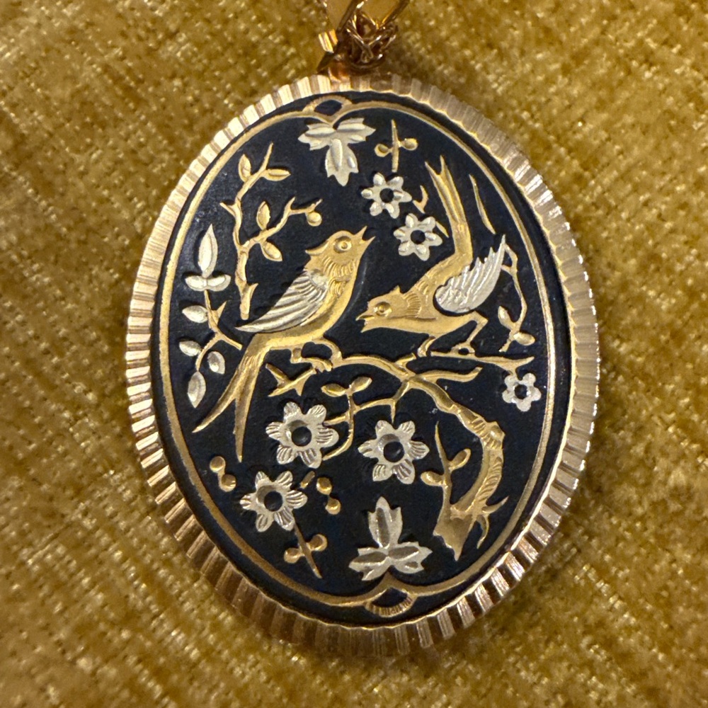 Vintage German Damascene Jewelry Set – Necklace & Earrings (c. 1989)
